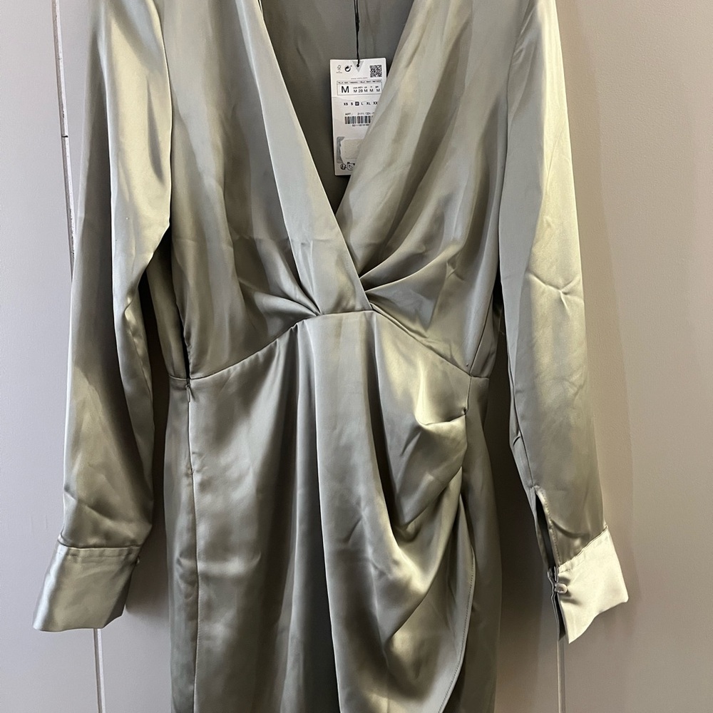 Zara Satin Dress in Light Gray